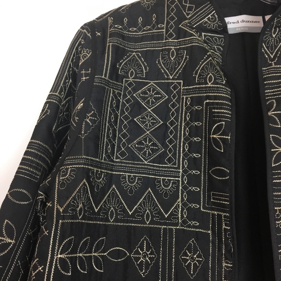 Alfred Dunner Black Embroidered Lined Jacket - Picture 3 of 5
